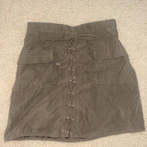 Olive Lace-Up Skirt